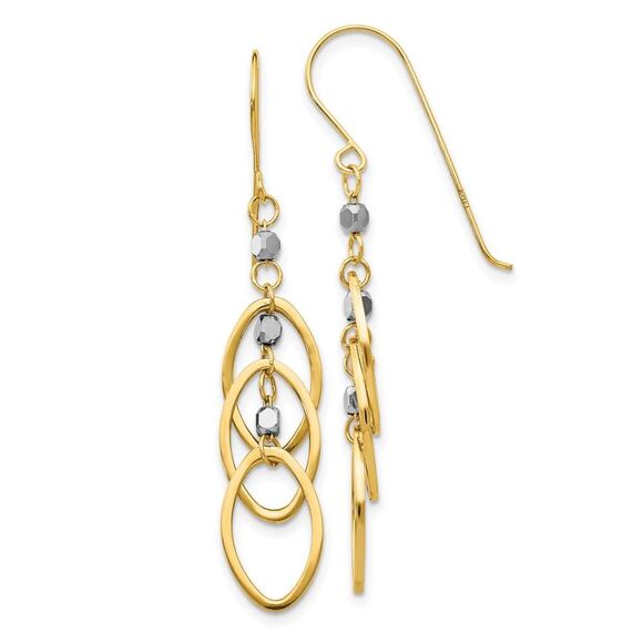 Kazi Luxury 14k Two-tone Oval Beaded Dangle Earrings